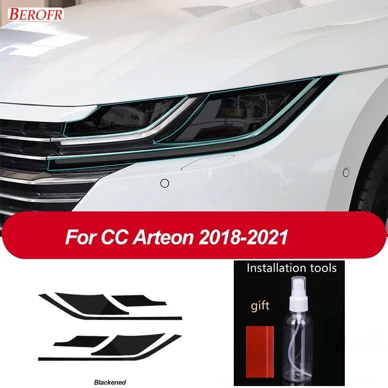 2 Pieces Protective Film for Car Faces Black Transparent TPU Wall decal for Volkswagen VW CC Arteon 2018-Actual Accessories