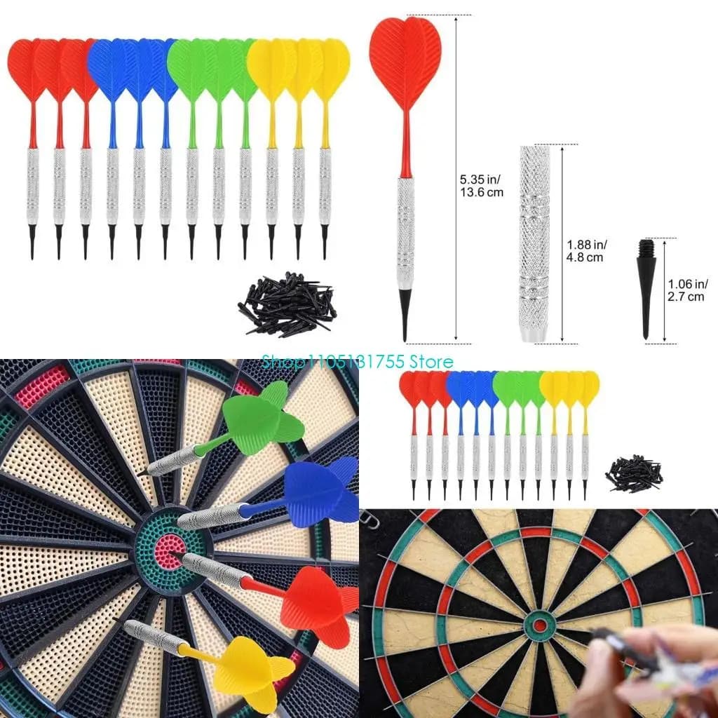 K0EF 12 pz 14g Punta in plastica morbida e barili Ferro nichelato Asta in plastica Freccette sicure per Freccette morbide
