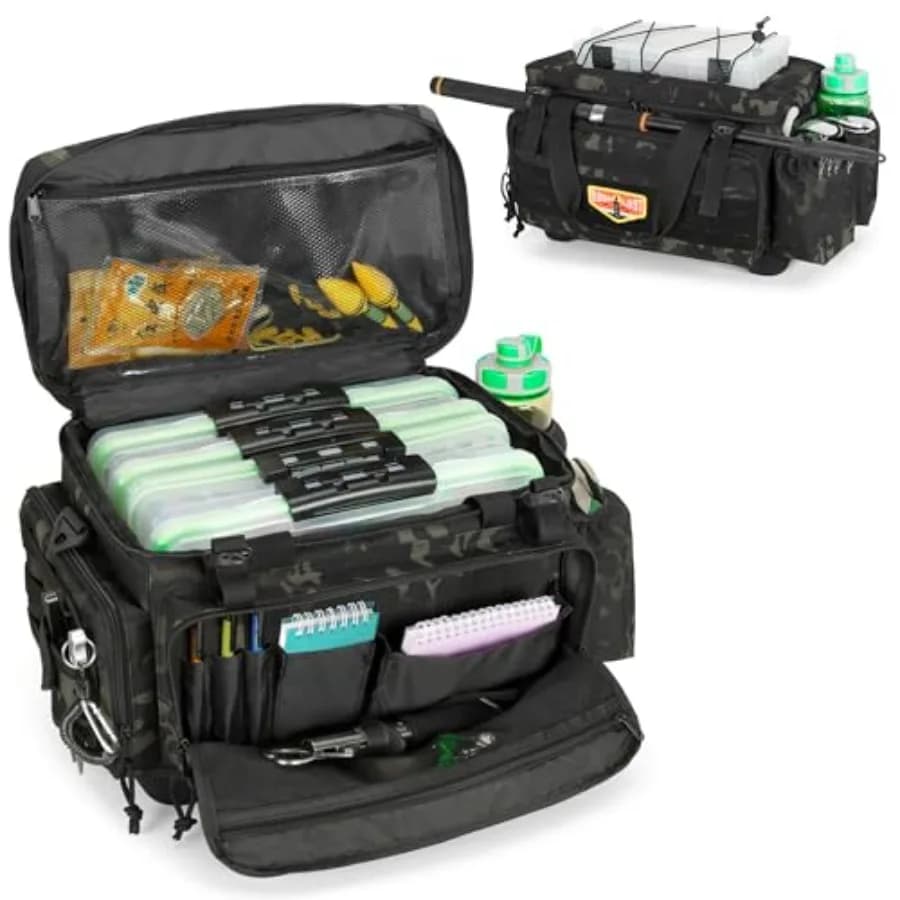 Borsa Impermeabile per Attrezzatura da Pesca con Fondo in EVA, Senza Scatole Porta Attrezzi, Borsa Morbida per Conservazione Attrezzi con Portacanna