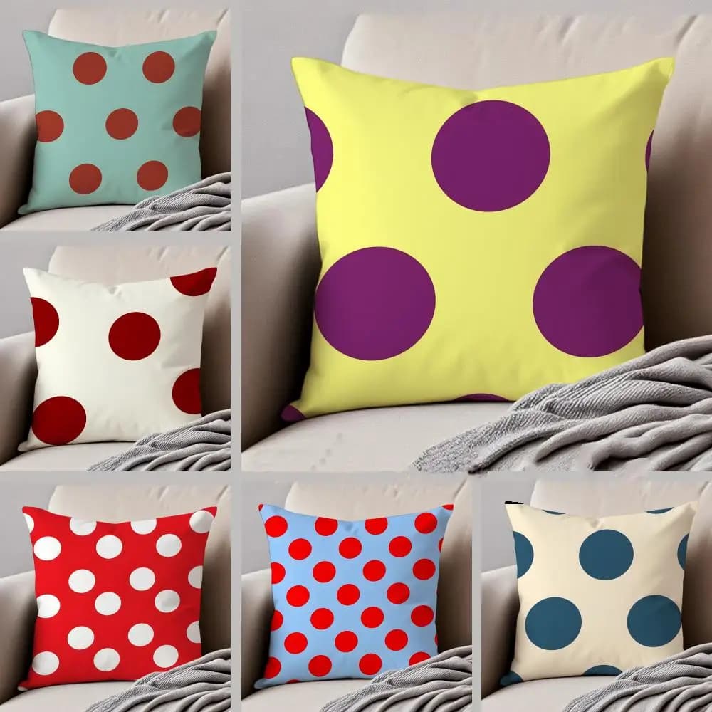 Fodera per cuscino P-Polka Dot in lino, morbida e traspirante, decorazione protettiva per divano e soggiorno