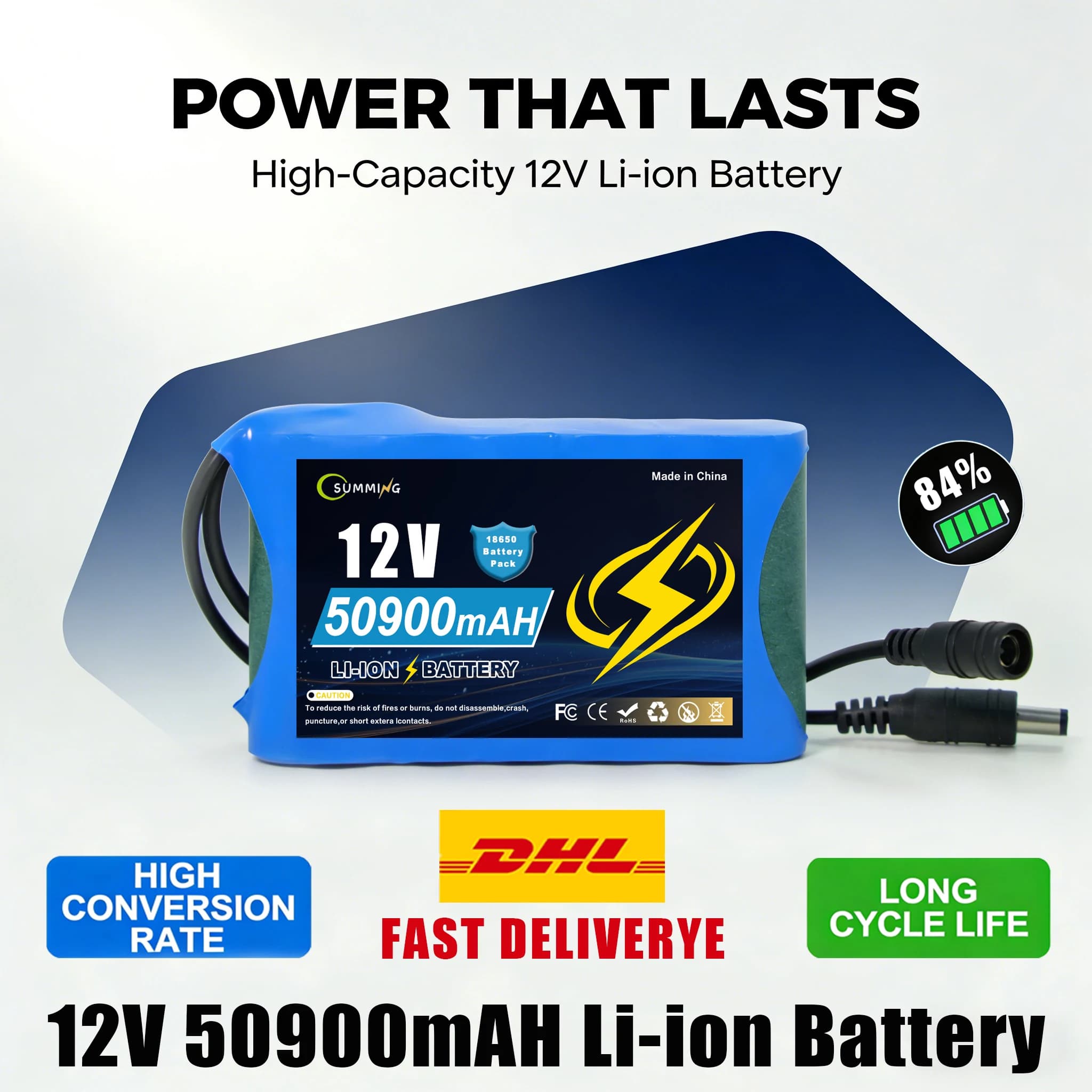 Batteria ai Polimeri di Litio 12V 50Ah 🥃 Batteria 12.6V 50000mAh 100% Nuova per Drone RC Super Ricaricabile 🍹 Set Caricabatterie
