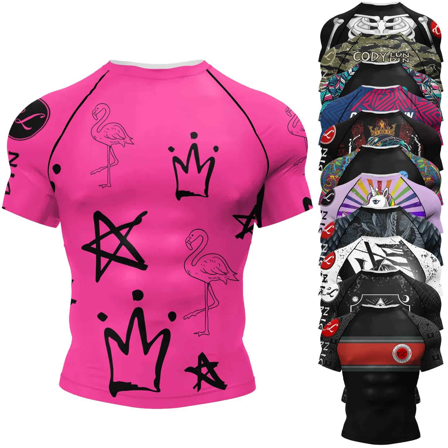 Cody Lundin Manica corta Rosa Mens Jiu Jitsu BJJ No Gi Rash Guard Sublimazione Uomo Running Training T-shirt Strech Fitness Tees