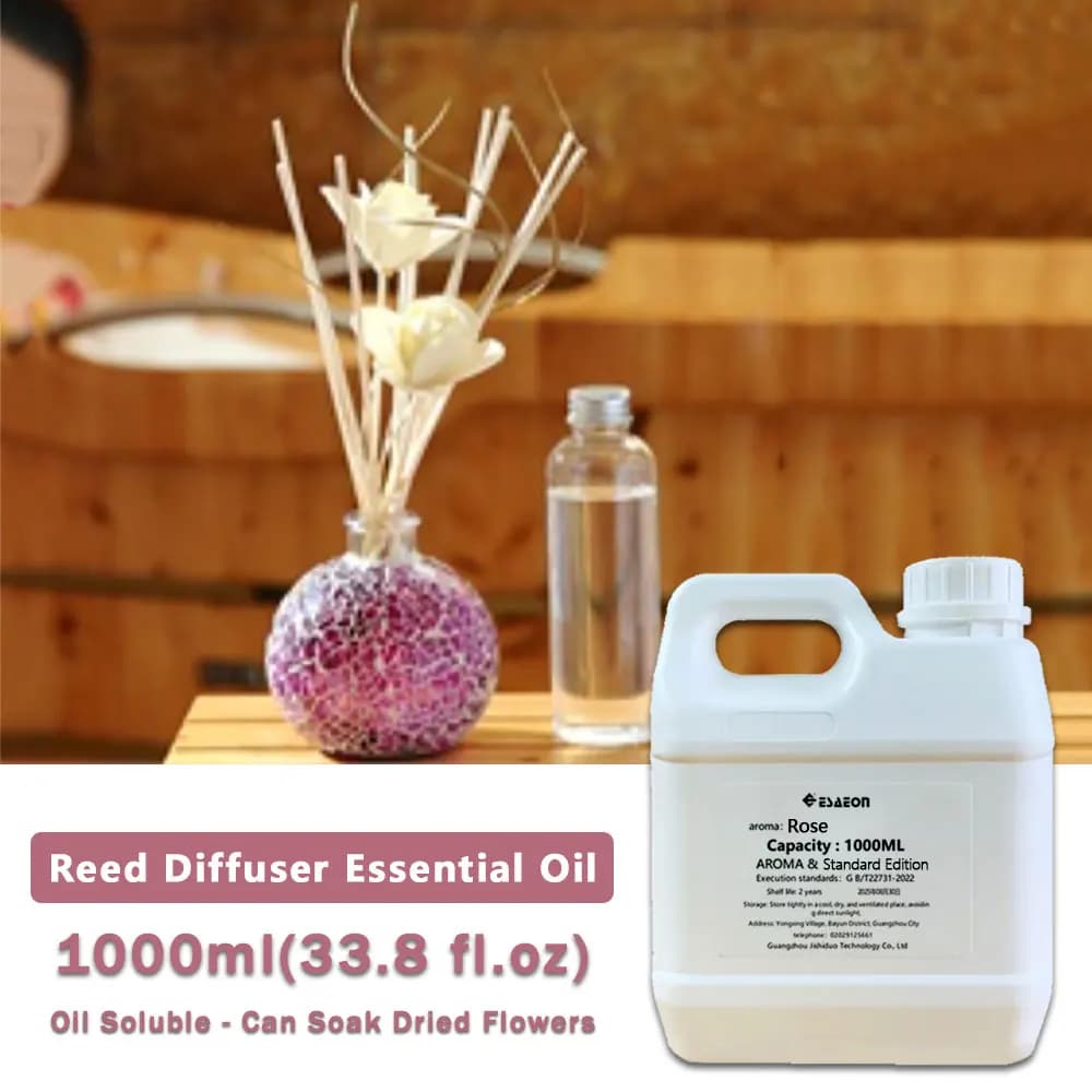 ESAEON 1000ml (33.8 fl.oz) Rose/Hilton Essential Oils - For Reed Diffuser & Fireless Aromatherapy, Hotle Aroma Reed Diffuser Oil