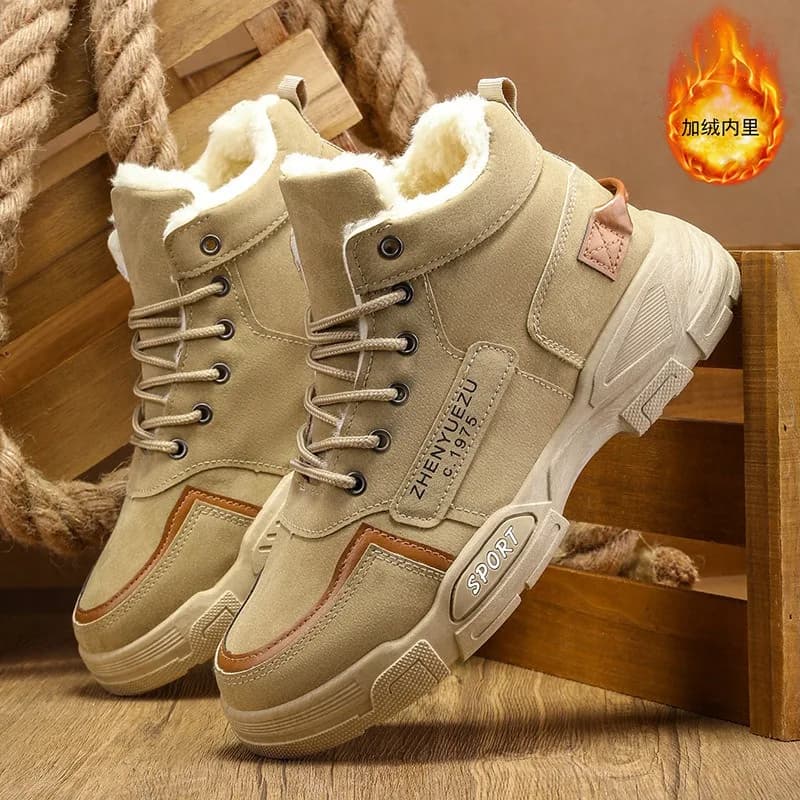 Scarpe da uomo alte in cotone caldo peluche invernale da uomo Versione coreana Stivali da neve casual Stivali antiscivolo resistenti all'usura Scarpe da uomo Botas