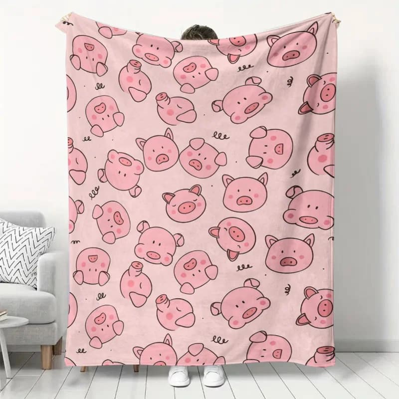 Coperta Morbida e Calda con Stampa di Maialini, per Divano, Letto, Auto, Ufficio, Campeggio, Viaggi, Utilizzabile in Tutte le Stagioni, Idea Regalo Creativa