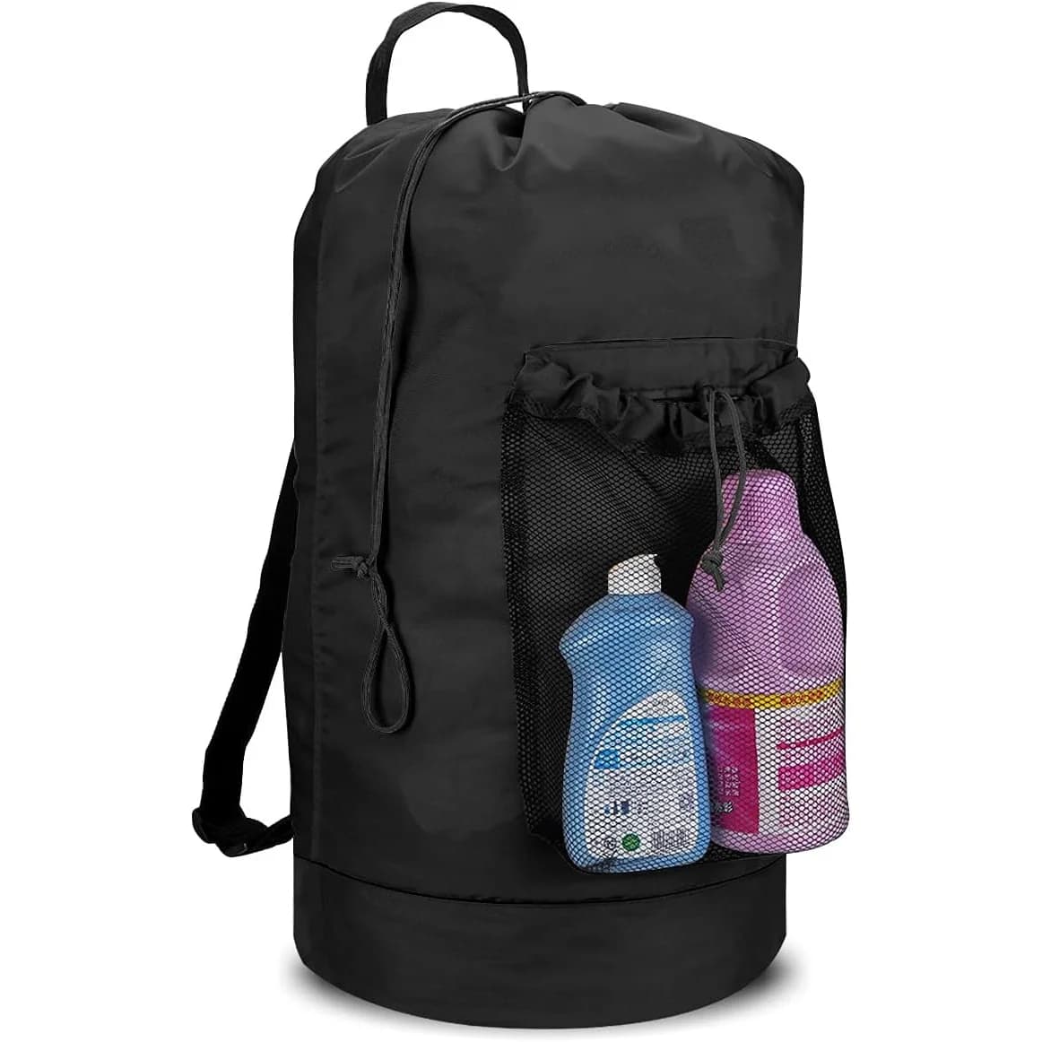 Borsa per il bucato da appendere allo zaino con tracolla e tasche in rete, borsa portaoggetti in nylon resistente, chiusura con coulisse, ideale per co