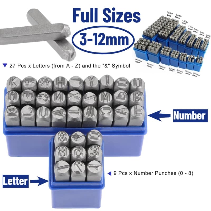 Number Or Letter Stamp Alloy Steel Stamp with Storage Box Punch Set Hardened Metal Leather Craft Embossing Handmade Carving Tool