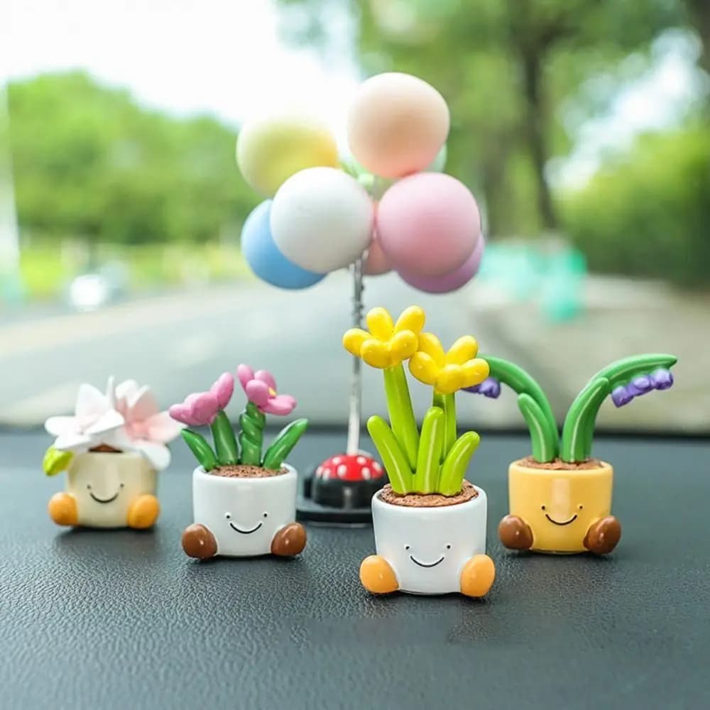 Ornamenti per auto Cartone animato Vaso di fiori Decorazione per auto Amore Piante in vaso Canglan Cruscotto Figura Accessori per interni auto