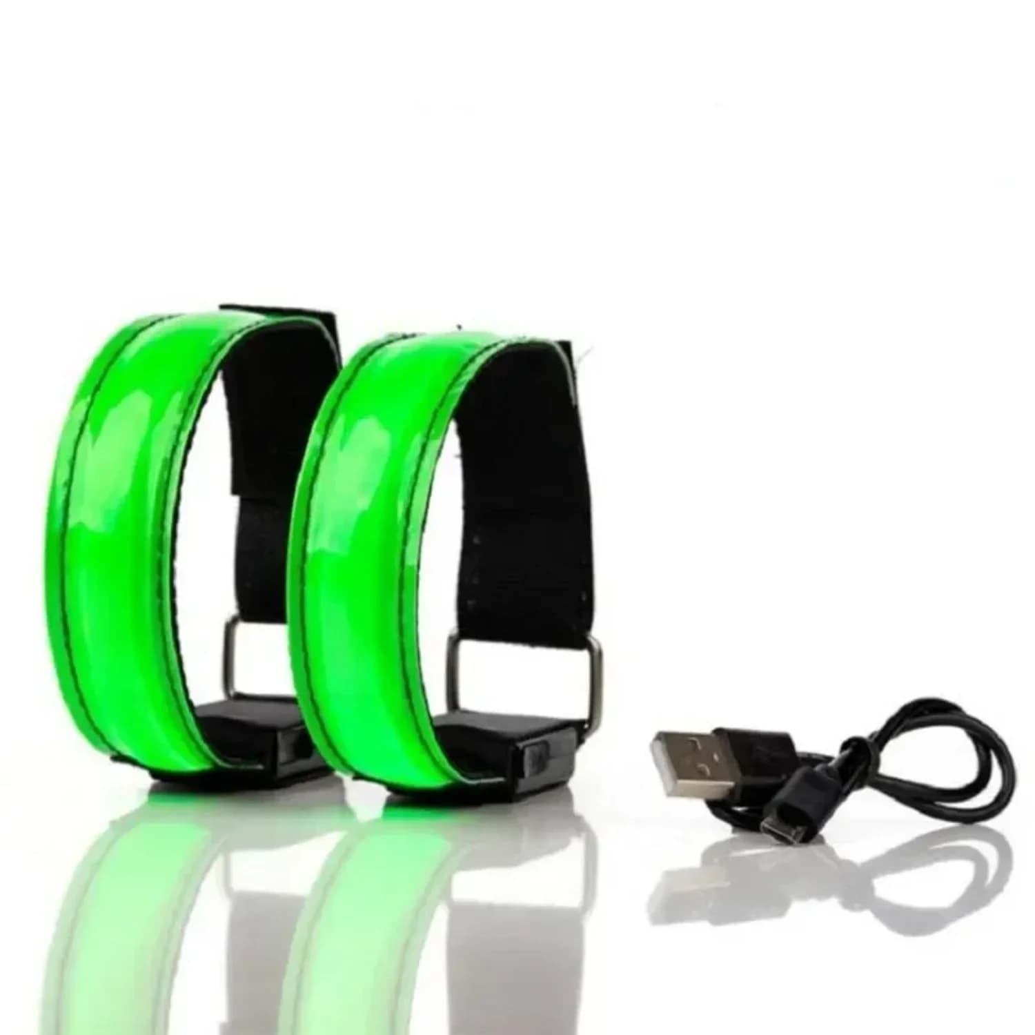 Bracciale da corsa notturno luminoso con ricarica USB Bracciale sportivo da esterno Ciclismo Cintura di sicurezza riflettente Polsino luminoso per bicicletta
