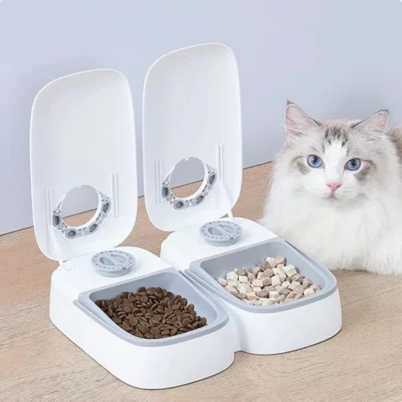 Dispenser Automatico di Cibo e Acqua per Cani e Gatti con Timer, Contenitore per Alimenti per Animali Domestici, Accessori per Cuccioli e Gattini