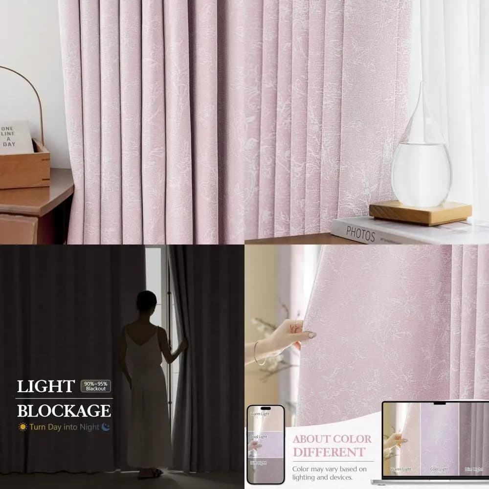 96 pink floral jacquard obscurant curtains for the girls' room, hollow panels isolated in lashes