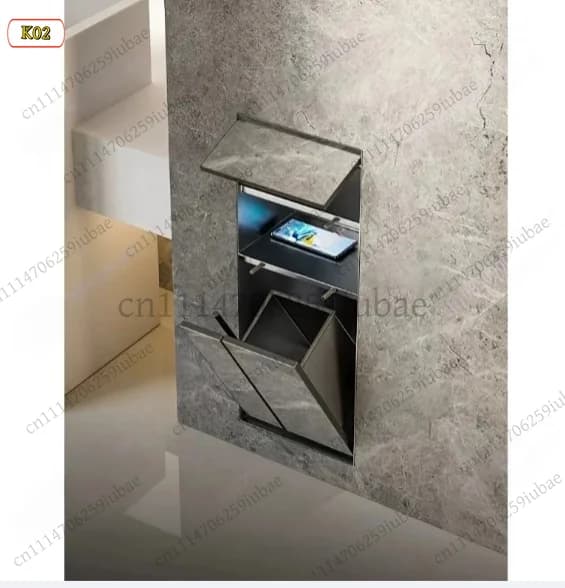 304 Stainless Steel Embedded Bathroom Niche Recessed Wall Shelf Concealed Toilet Brush Holder Tissue Box Organizer