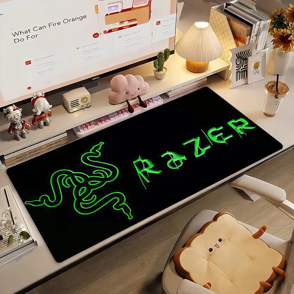 Tappetino per mouse con logo R-RAZER, tappetino per computer in gomma antiscivolo, decorazione per gamer, tappetino da scrivania per laptop, ufficio, grande