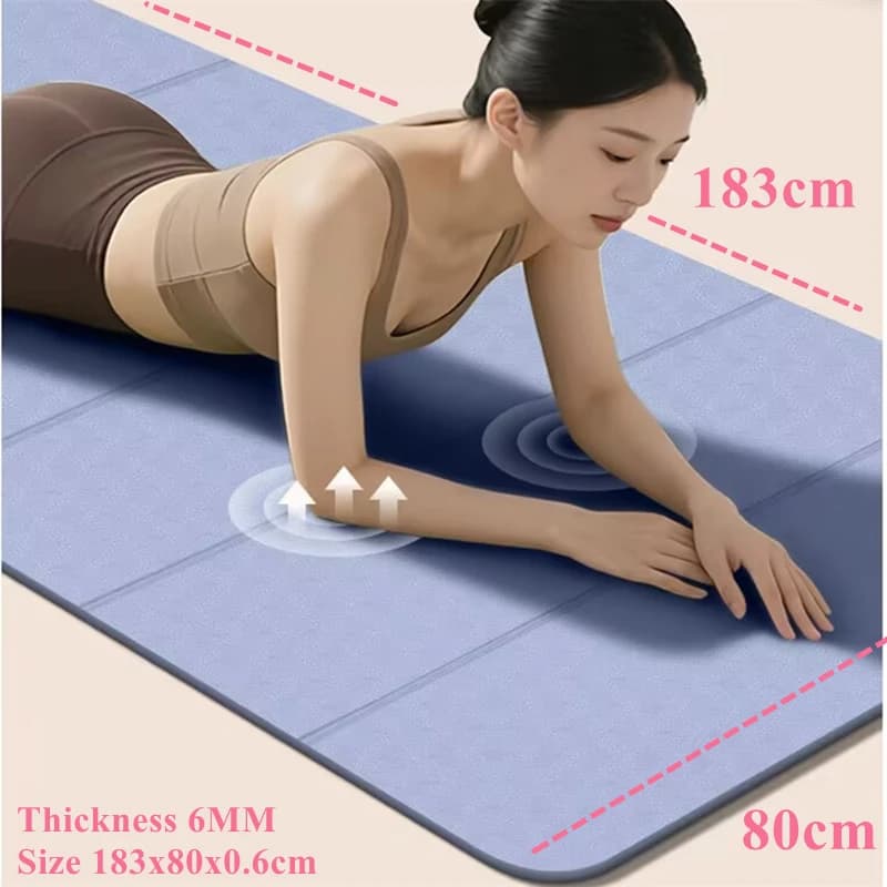 Foldable yoga mat 1830x800x6mm for pilates and floor workouts, double side, ecological, folding, travel, for fitness exercises, anti-slip