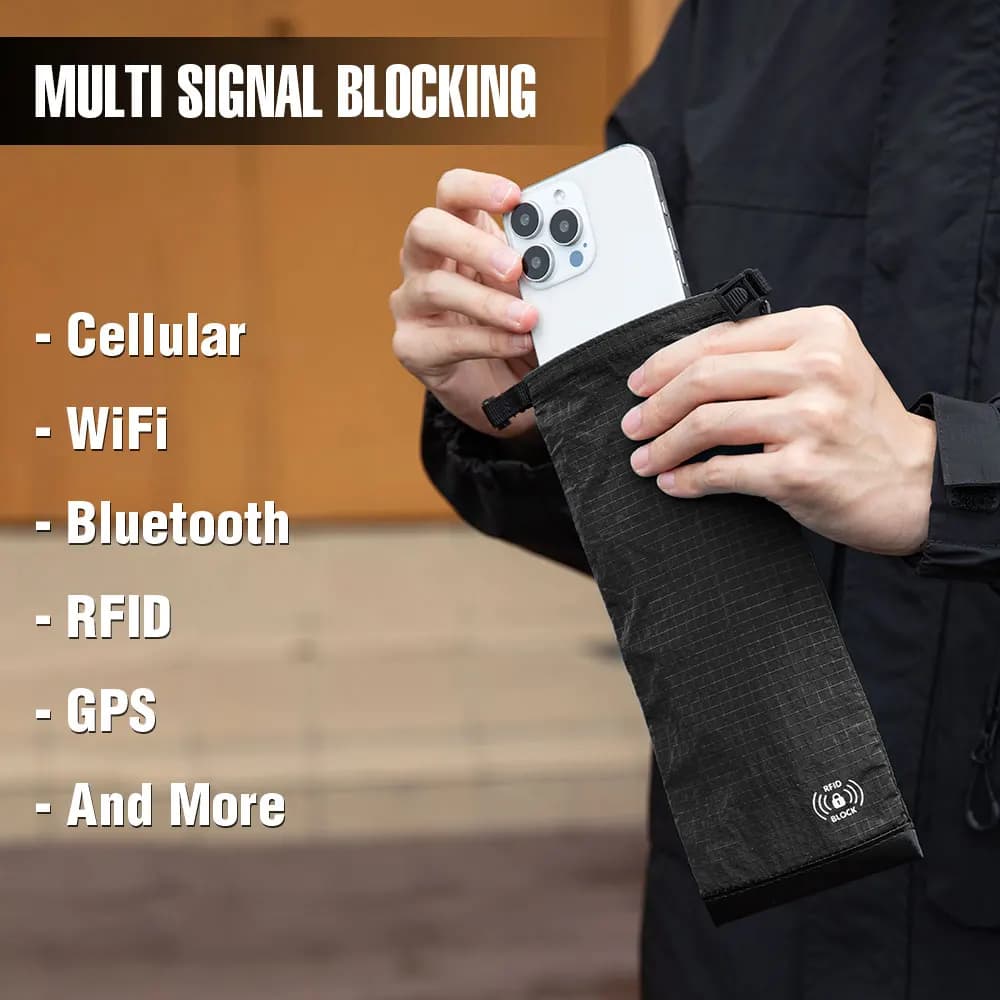 Buste con blocco RFID Borsa Faraday Portafoglio nascosto da viaggio antifurto per telefono, contanti, carte, chiavi