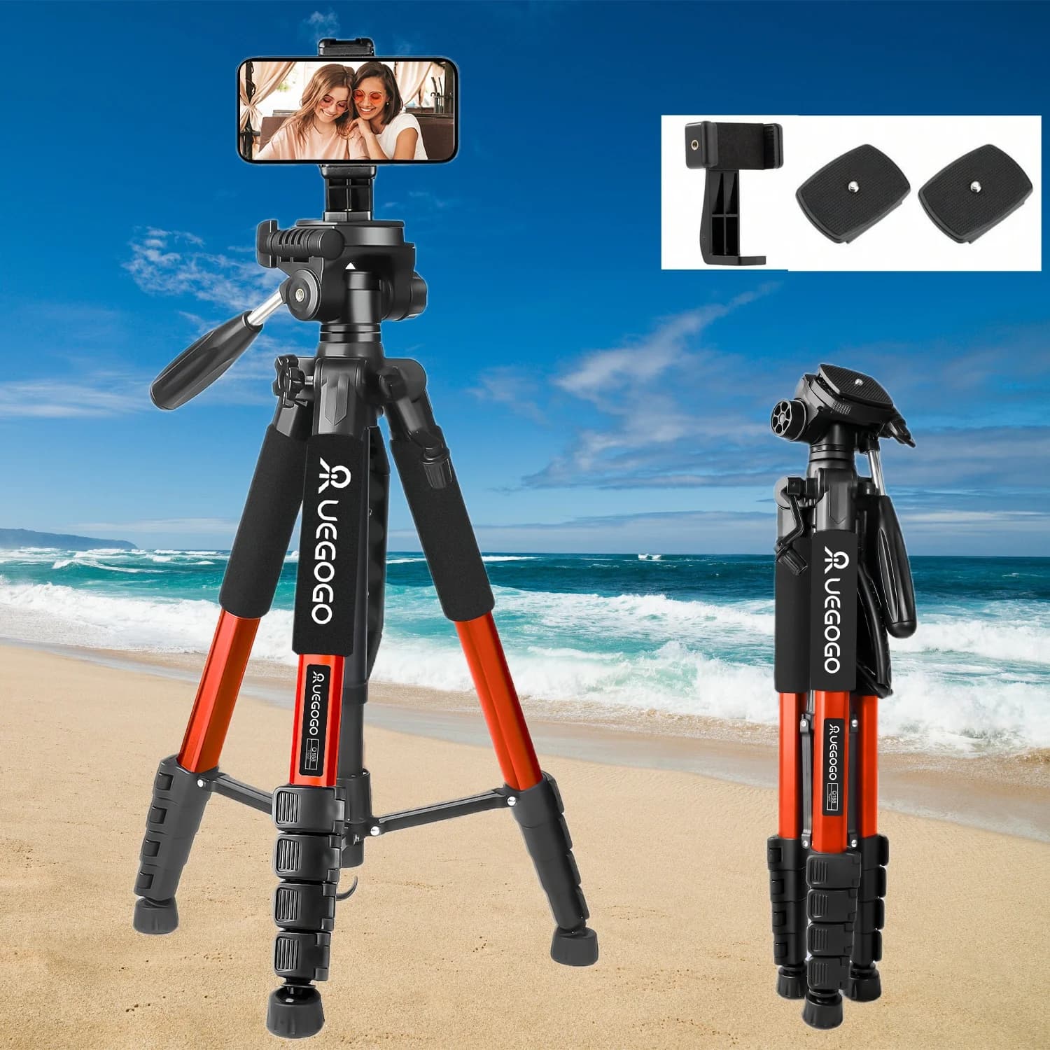 Treppiede per fotocamera di livello professionale da 74 pollici - Supporto robusto per fotocamere reflex digitali, cellulari e proiettori