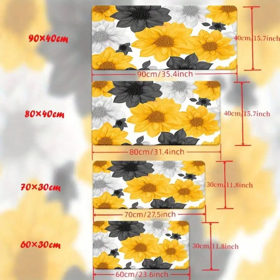Yellow Sunflower Print Rubber Mouse Pad For Office Gaming Laptop Desk Mat