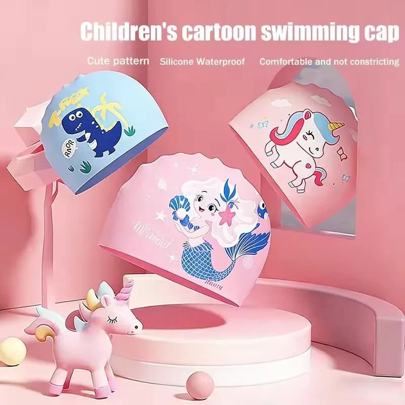 Silicone Children's Swimming Headphones with Print Cartoons, Waterproof, Hair & Ear Protection, for Teenagers, Sympathies and Printed, for Training and Swimming