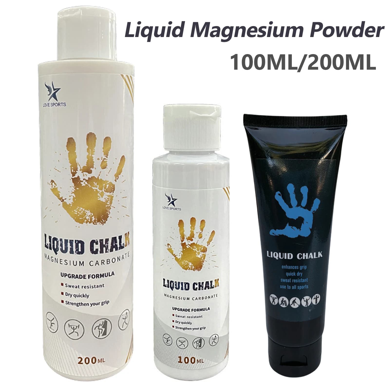 100/200ml Liquid Chalk Sports Magnesium Powder Fitness Weight Lifting Anti Slip Cream Grip Weight Lifting Climbing Gym Sports