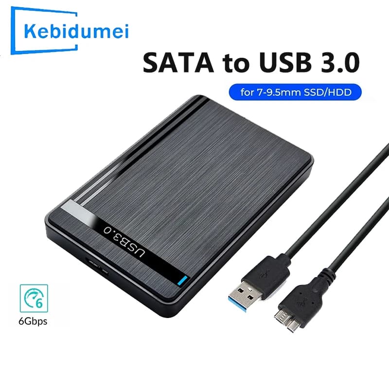 Custodia per disco rigido mobile da 2,5" SATA a USB3.0 Custodie per disco rigido mobile da 5 Gbps per scatola HDD di archiviazione esterna SSD con cavo USB3.0 per PC portatile