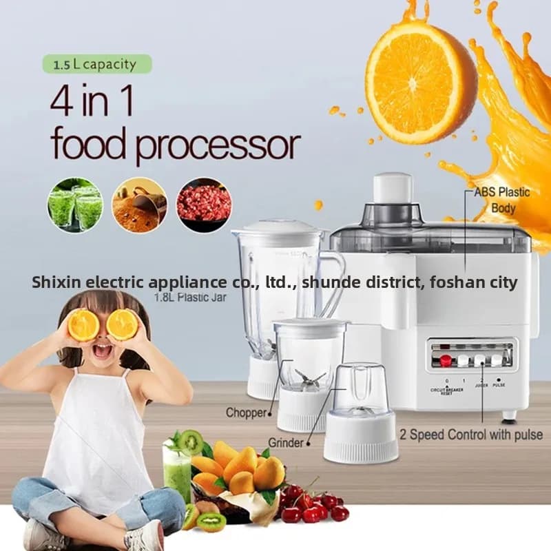 Frullatore Multifunzione per Esportazione, Robot da Cucina, Estrattore di Succo Salutare, Mixer per Frutta Domestico Quattro-in-Uno, Modello in Vetro da 1.5L, Bianco