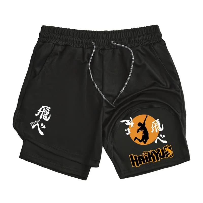 Haikyuu Anime Pantaloncini da performance fitness ad asciugatura rapida per uomo Sport Allenamento Allenamento Bodybuilding Pantaloncini da palestra per pallavolo