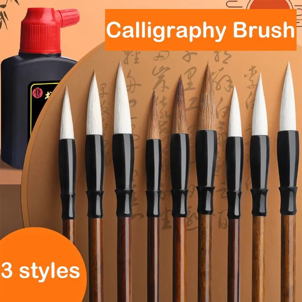 Calligraphy Brush Art Paint Brush Chinese Brushes Oil Painting Chinese Calligraphy Brush Crisperding Wooden Handle