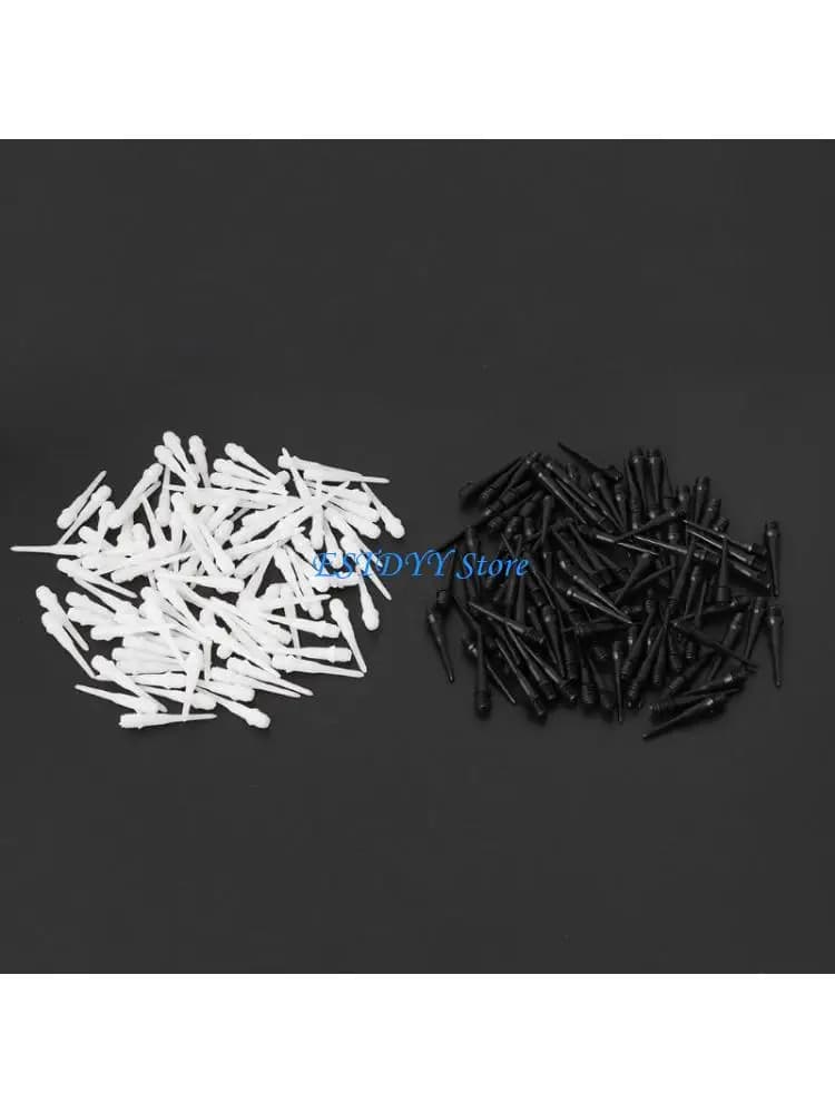 G6DE 100pcs Darts Shafts Soft Tips Tube Plastic Line Replacement Accessories Darts Gaming Gadgets Black White
