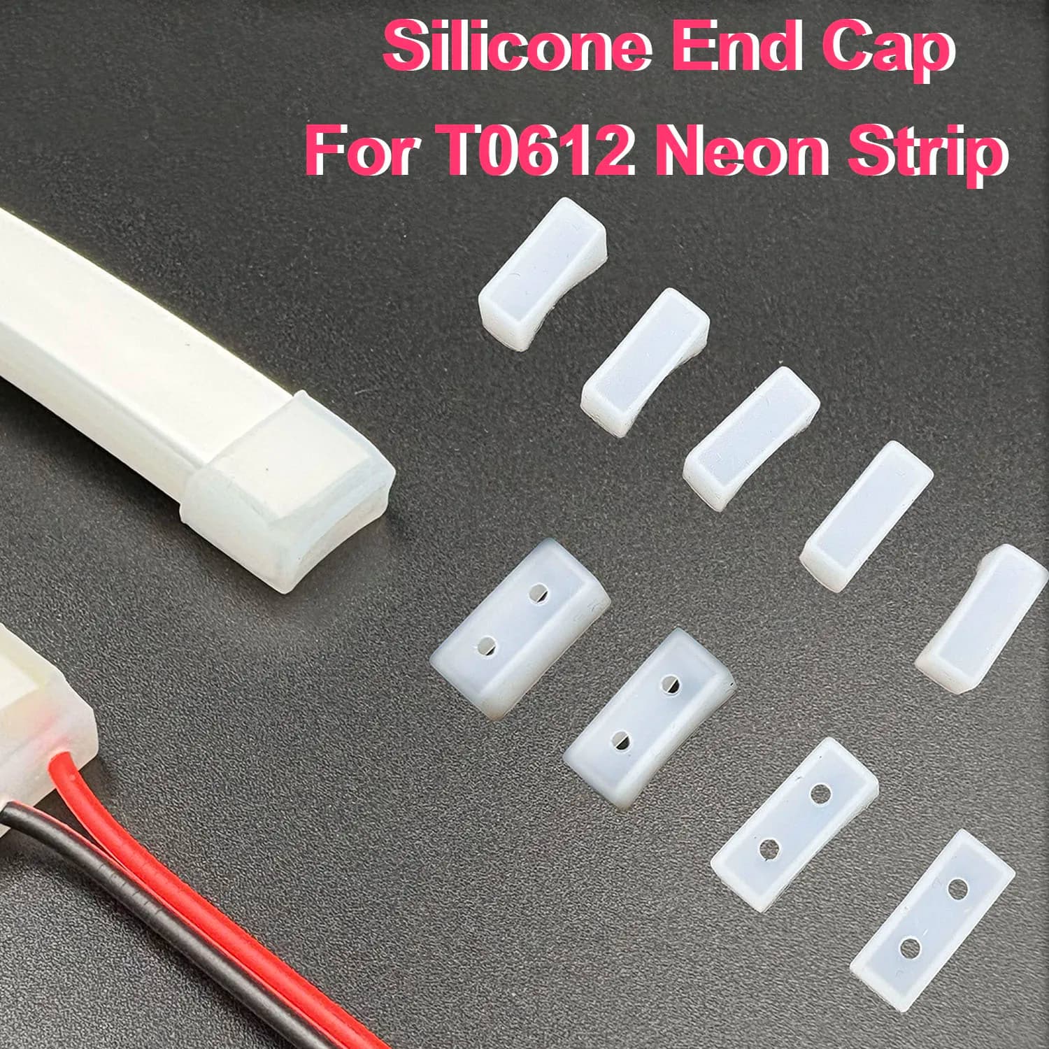 Tappo terminale in silicone per connettore striscia LED neon 6x12MM impermeabile senza foro, foro a 2 pin 20PCS/50PCS/100PCS