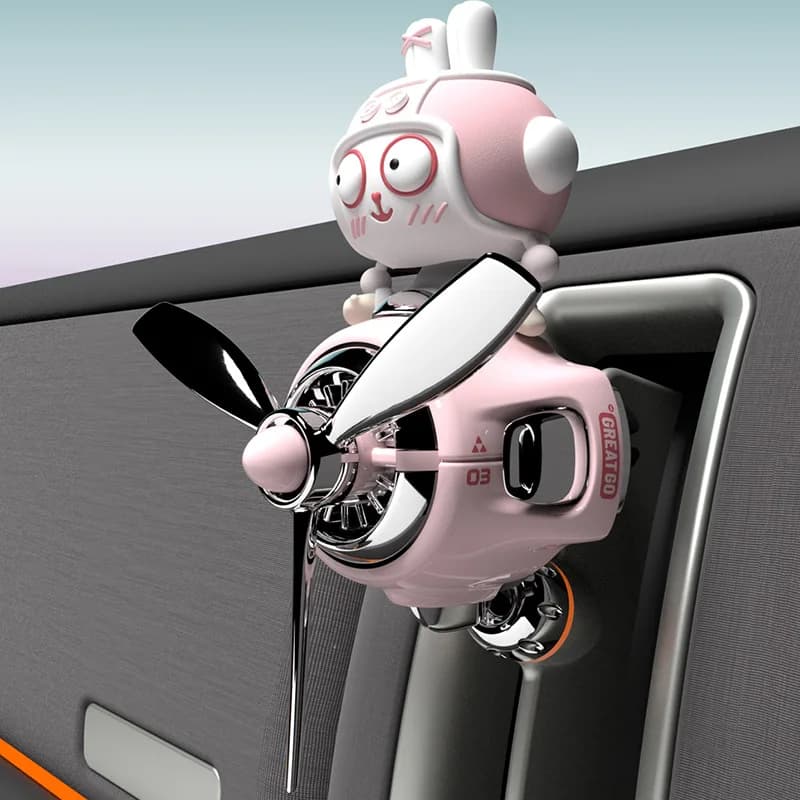 New Cute Deodorant for Car Pilot Bunny with Rotating Head for Air Funny Clip for Scent Decoration for Air vent Interior Accessories for Car