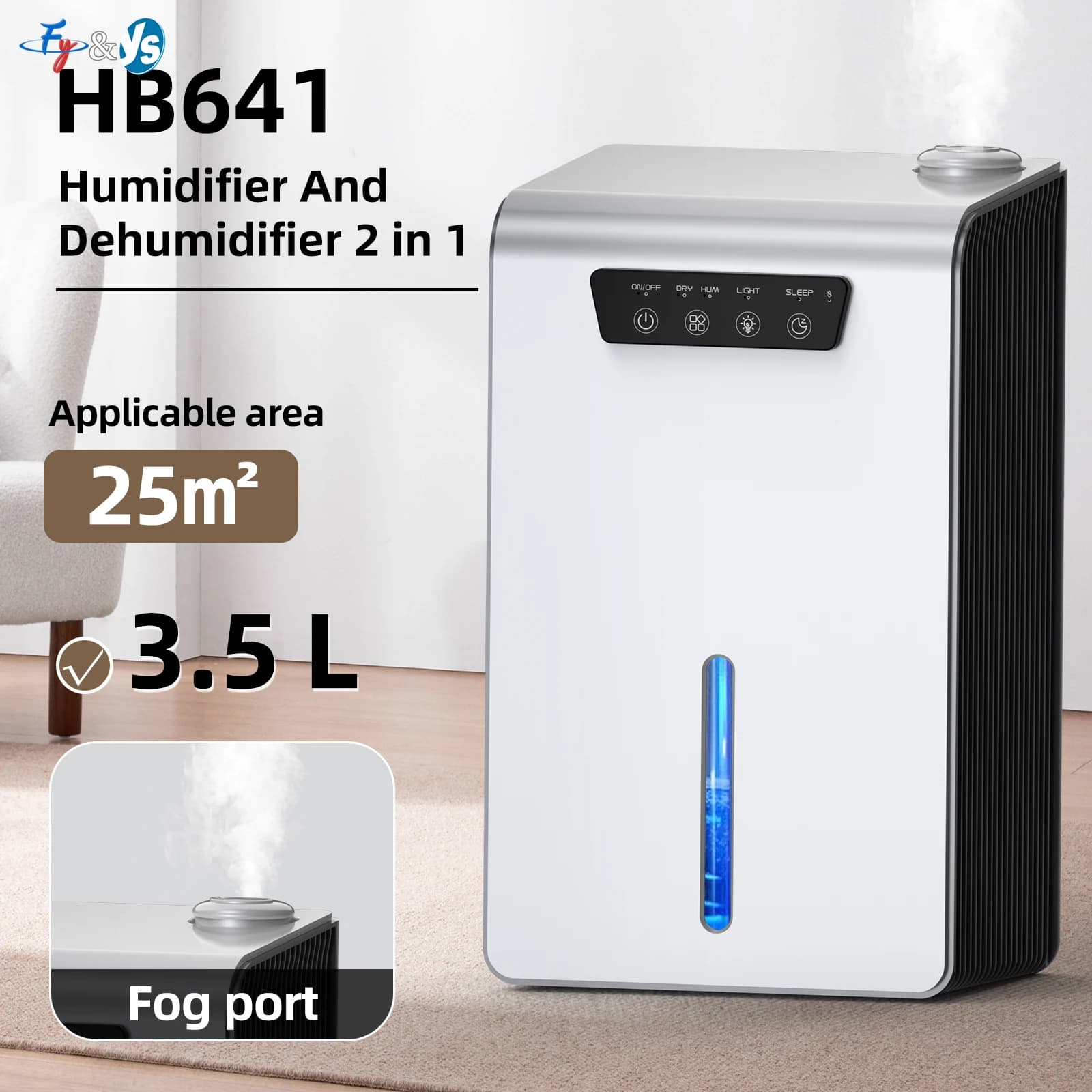 3.2L B641 Deumidificatore e umidificatore 2 in 1 Combo Deumidificatore intelligente per tutta la stanza per l'home office RV Seminterrato