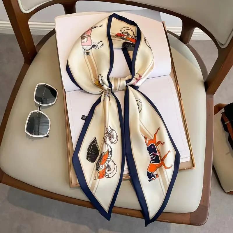 Women's Luxury Design Silk Skinny Cover Scarf Print Spring Waist Bag Handbag Wrist Belt Wrap Lady
