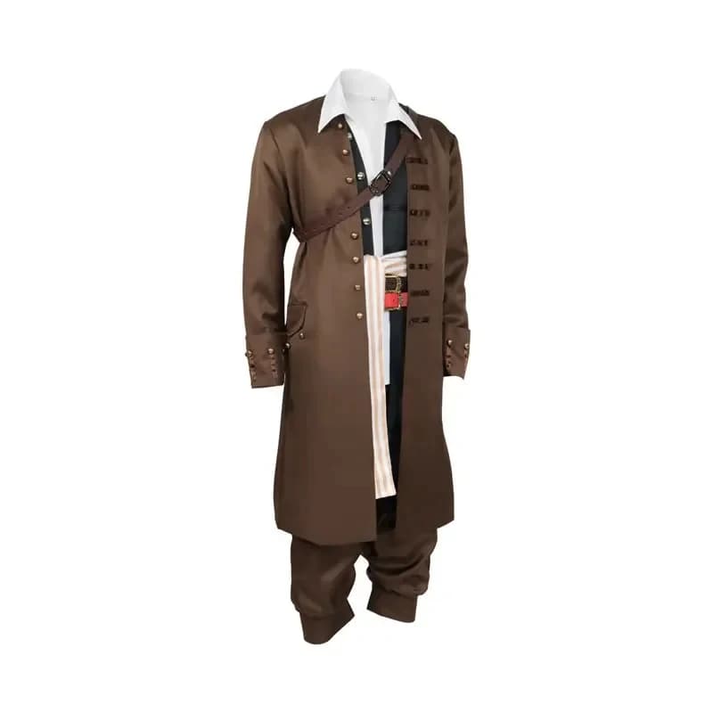 2026 CosDaddy Captain Jack Sparrow Cosplay Costume Coat Jacket Adult Hat Wig Suits Halloween Carnival WJ46X