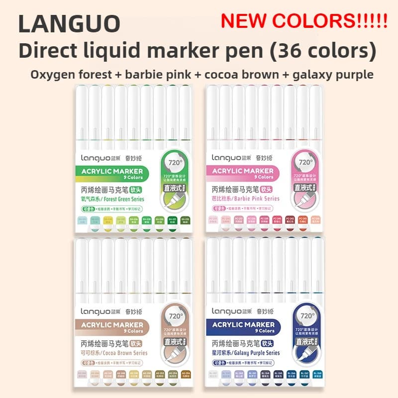 LANGUO 288/9 Colori Diretti Pennarello Acrilico Liquido Pennello Morbido Penna di Vernice Per Manga Graffiti Artigianato Materiale Scolastico di Arte di Cancelleria