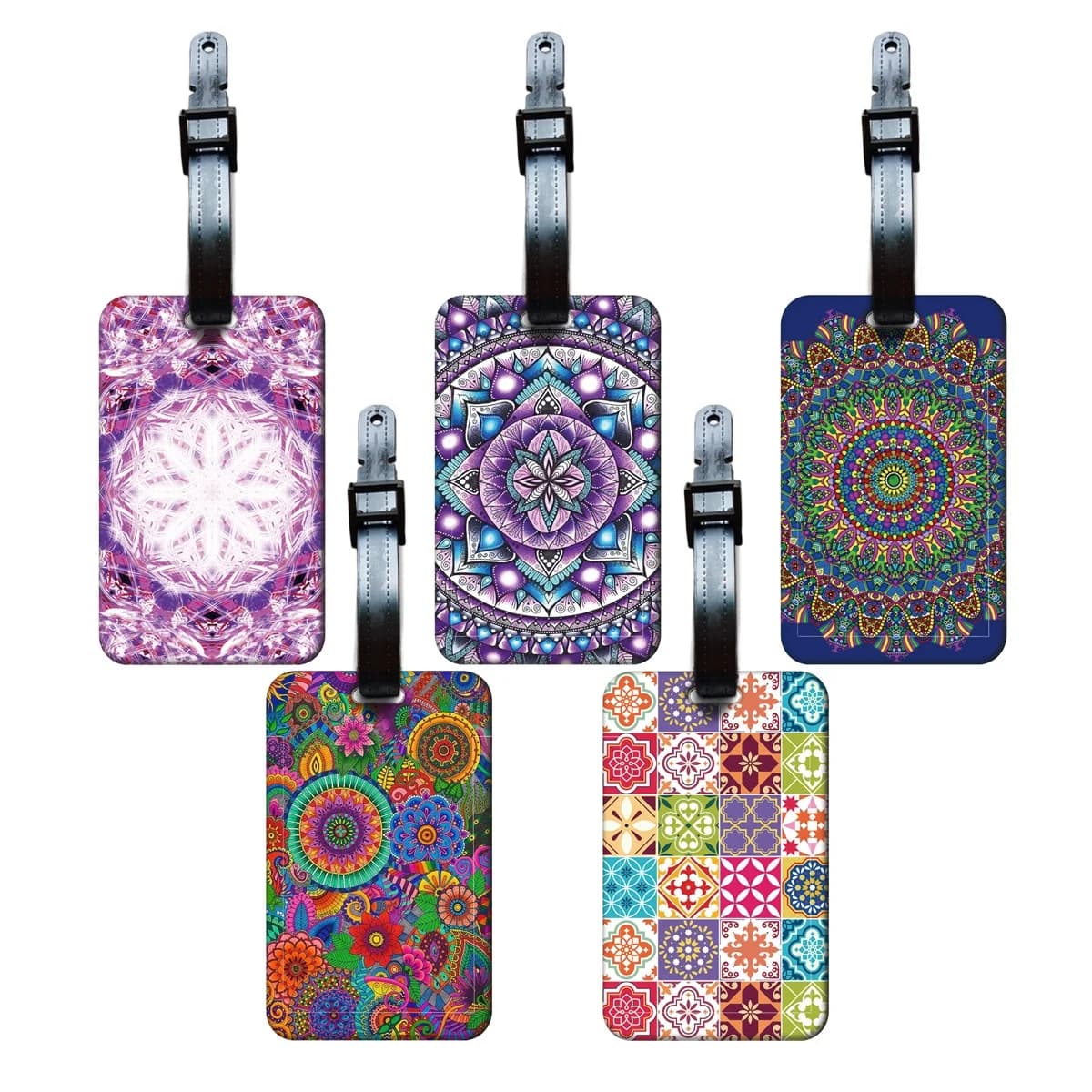 Etichette per Bagagli con Motivi Mandala Indiani, Porta Indirizzo e Nome per Valigie, Accessori da Viaggio