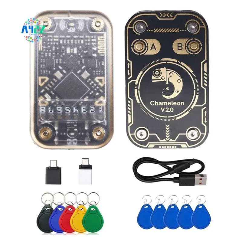 Emulatore lettore chip intelligente RFID A42Z-Chameleon V2.0 + portachiavi 5Xuid/CUID 125Khz 13,56Mhz Decodifica scheda Chameleon NFC Duplicatore