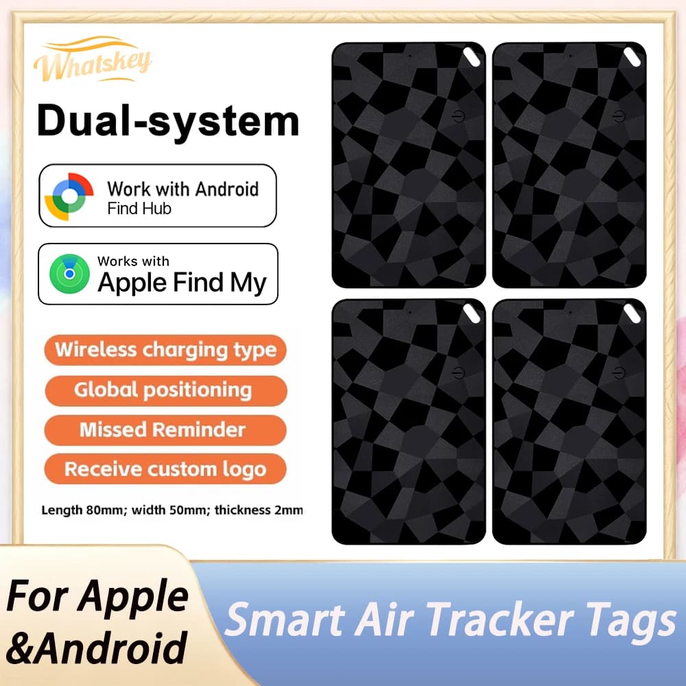 1-4 Pezzi Portafoglio Anti-smarrimento con Localizzatore GPS Smart Tag per Carte, Compatibile con App IOS o Google Find Hub, Scheda Ultra Sottile con Ricarica Wireless