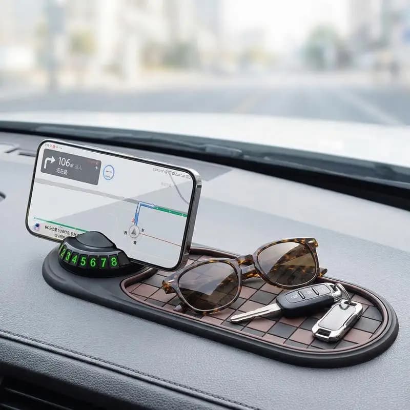 2 in 1 anti-slip mat for dashboard with telephone support, 360-degree rotation, car phone support, anti-slip car sticker mat