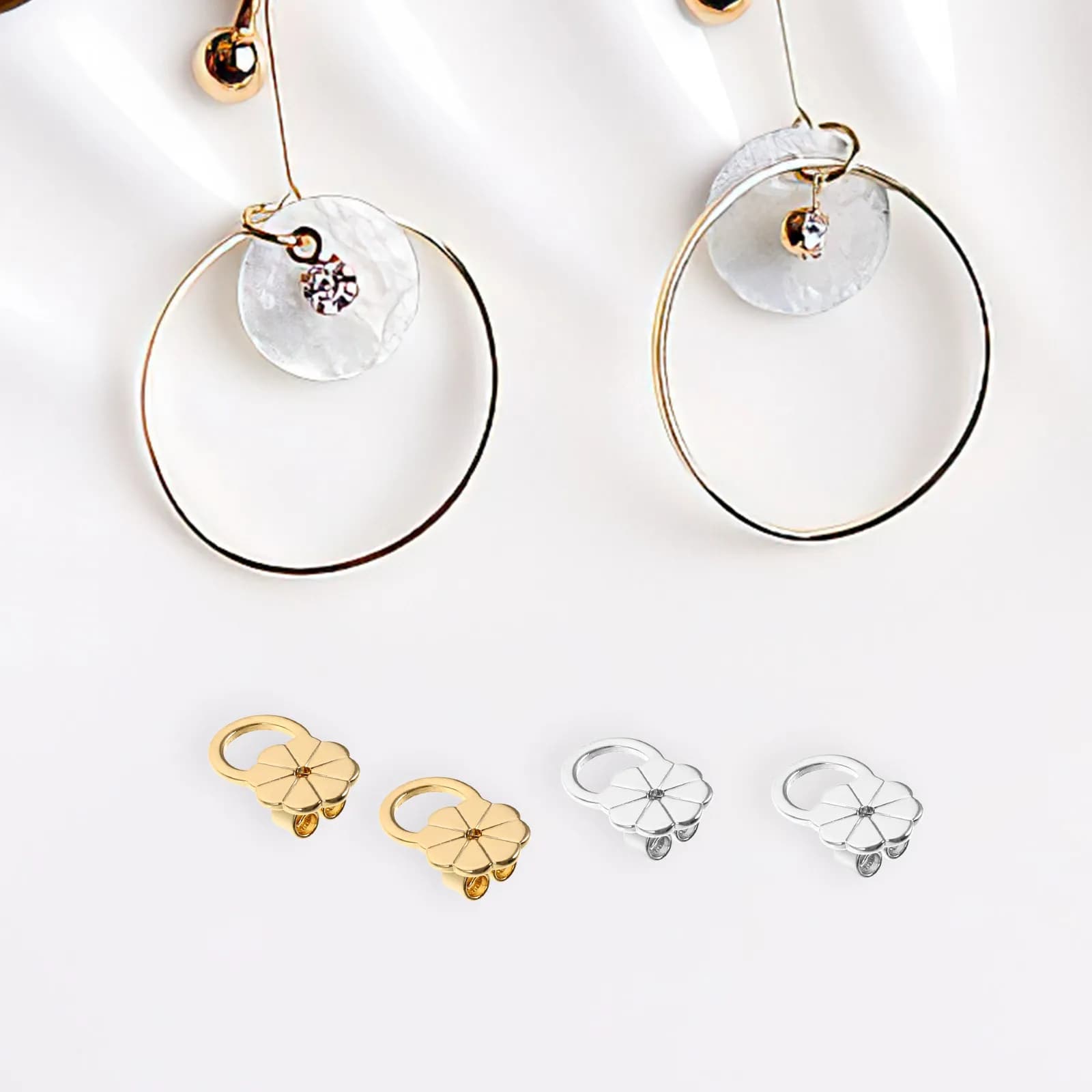 4 Pieces Alloy Pine Earrings, Curved Earrings, For Women's Earrings
