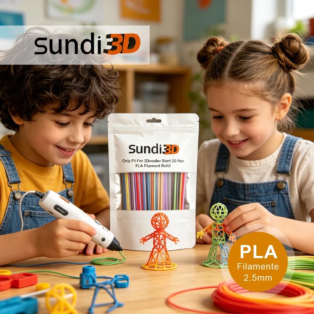 SUNDI 32 Colori 160 Pezzi Filamento PLA per Penna 3D 2.5mm 15cm Ricariche Compatibili con 3Doodler Start per Disegno 3D Fai-da-Te