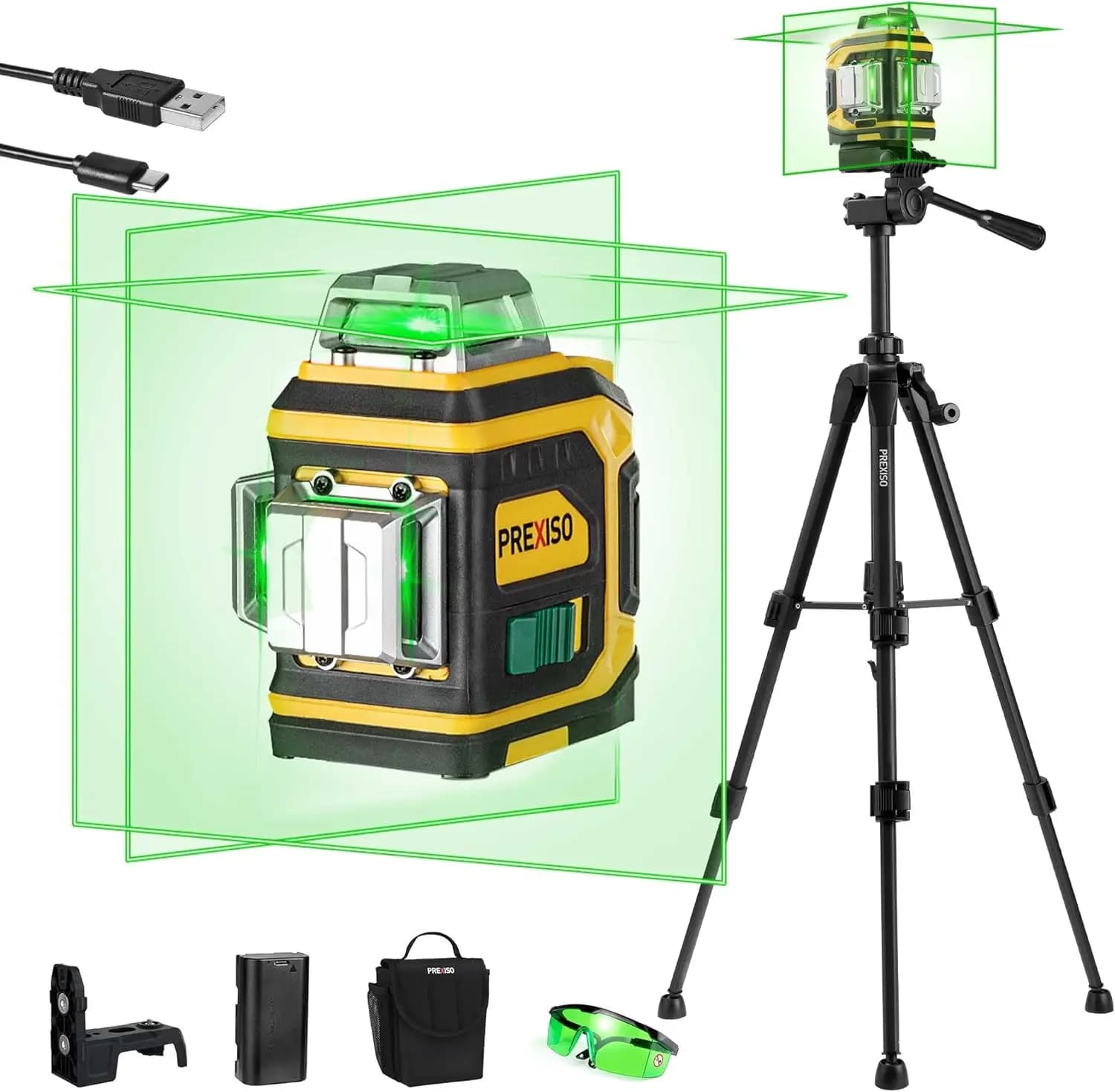 360 ° Kit Livella Laser Verde Autolivellante con Treppiede e Base Magnetica per Edilizia, Piastrellatura, Ristrutturazioni Domestiche