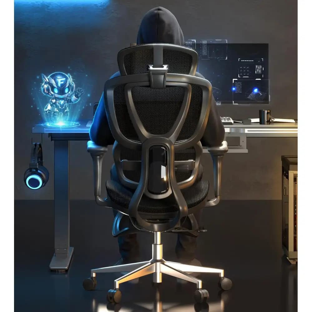 Sedia da gaming ergonomica Sentinel con supporto lombare adattivo DualWing, braccioli 3D, reclinazione a 3 posizioni fino a 120°, schienale regolabile in altezza