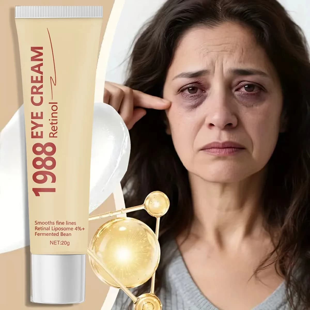 Eye contour cream with retinol 1988 with hyaluronic acid and collagen - Light texture, moisturizes, protects, smooths thin lines