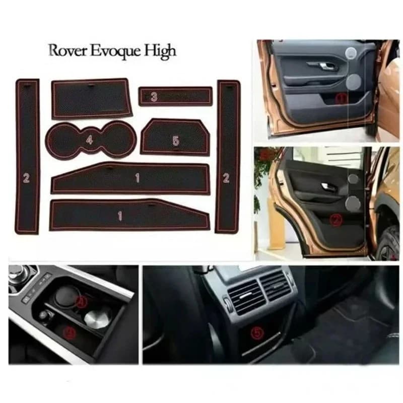 For Evoque 2012-2018 Car Door Rubber Interior Cup Holder Cushion Dust Anti Slip Gate Slot Mat Styling