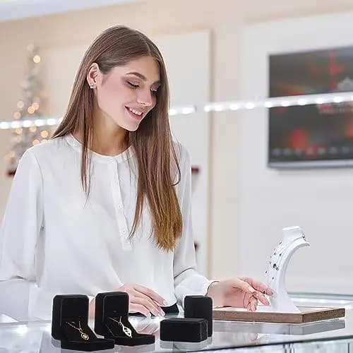 24 Black Velvet Jewelry Display Cases Bulk – For Necklaces, Pendants, Rings, Earrings, Bracelets – Wedding Gift Packaging