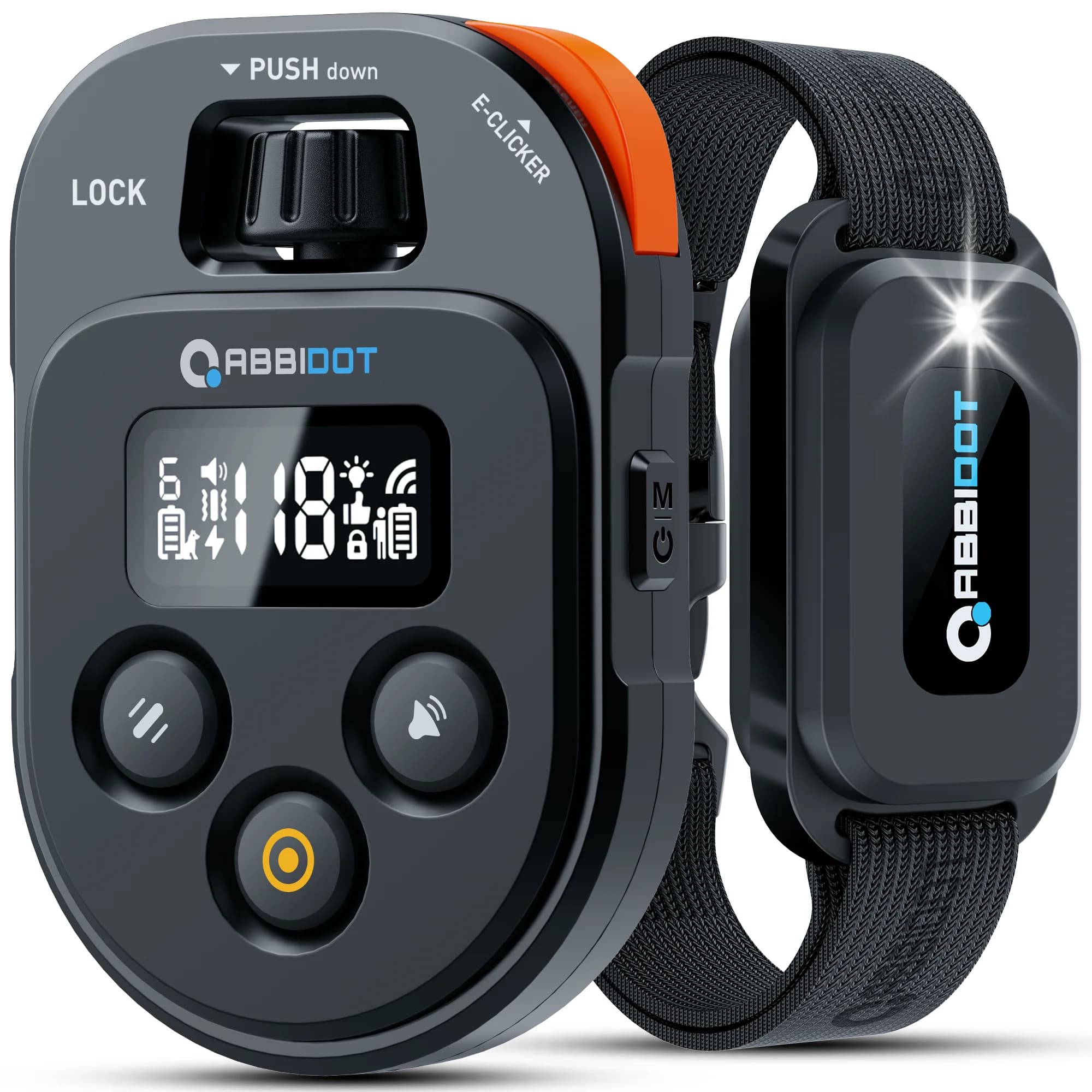 Collare di Addestramento per Cani ABBIDOT T60 2 in 1 con E-clicker e Shock Elettrico, Portata 4500ft/1370m, Impermeabile, 118 Livelli, Controllo per 6 Cani