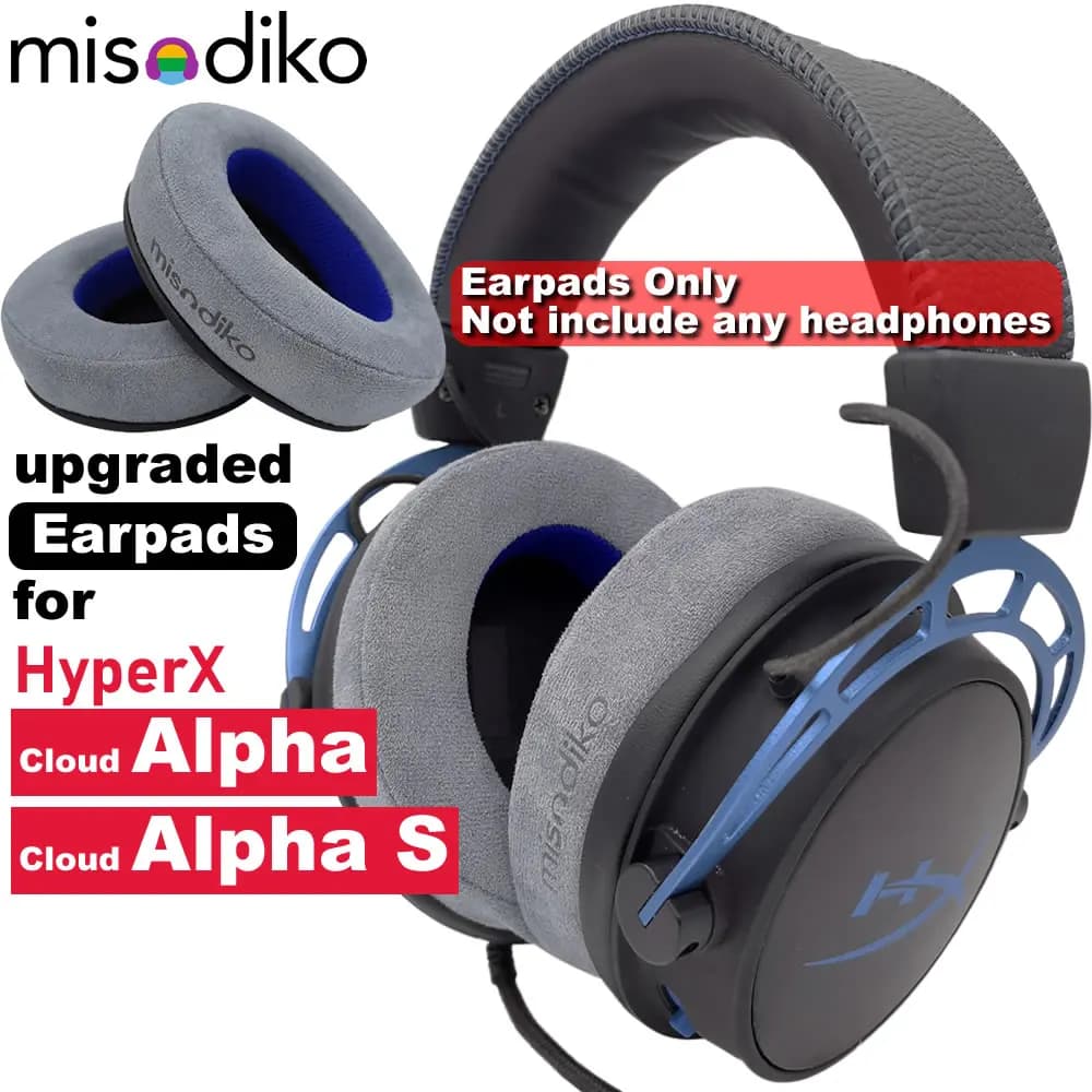 Misodiko Auricolari di Ricambio Cushions Kit per-Hyperx Nube Alpha Gaming Headset, Repair Parts Headphones with Memory Feather Rubber