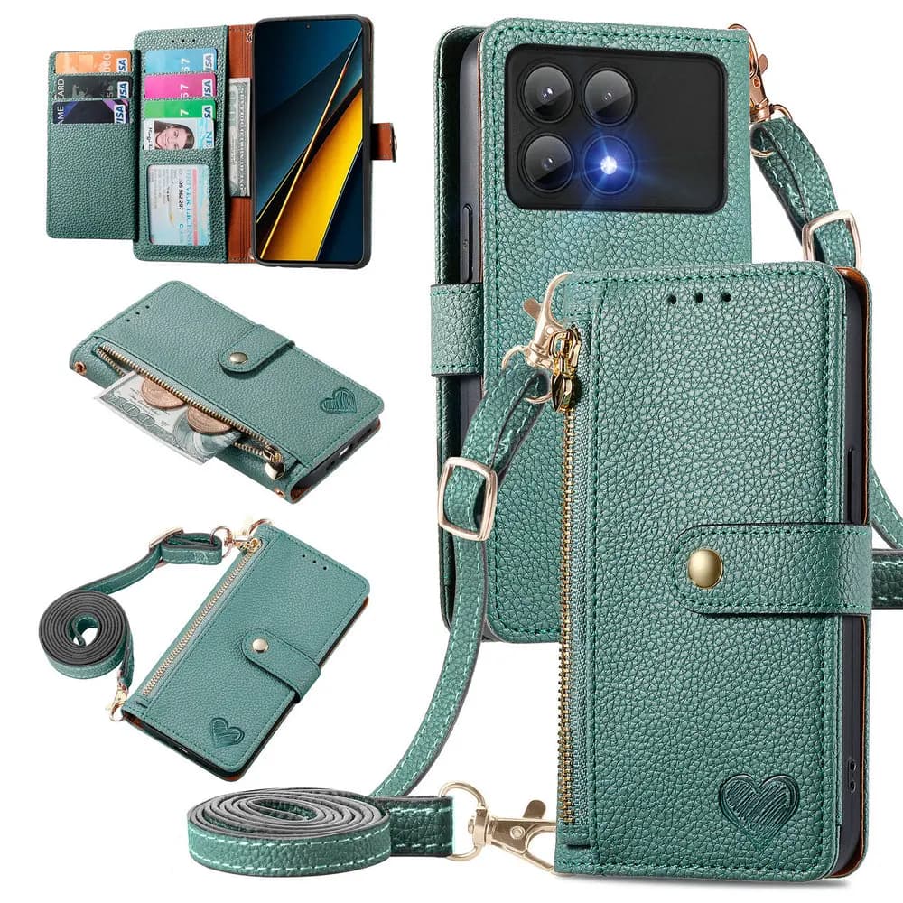 Custodia in pelle con cerniera RFID per Poco F8 Pro F 8 Ultra 5G 2025 Portafoglio Fonda Xiaomi Poco F6 Pro Custodia Mi Phone F6 Flip Cover