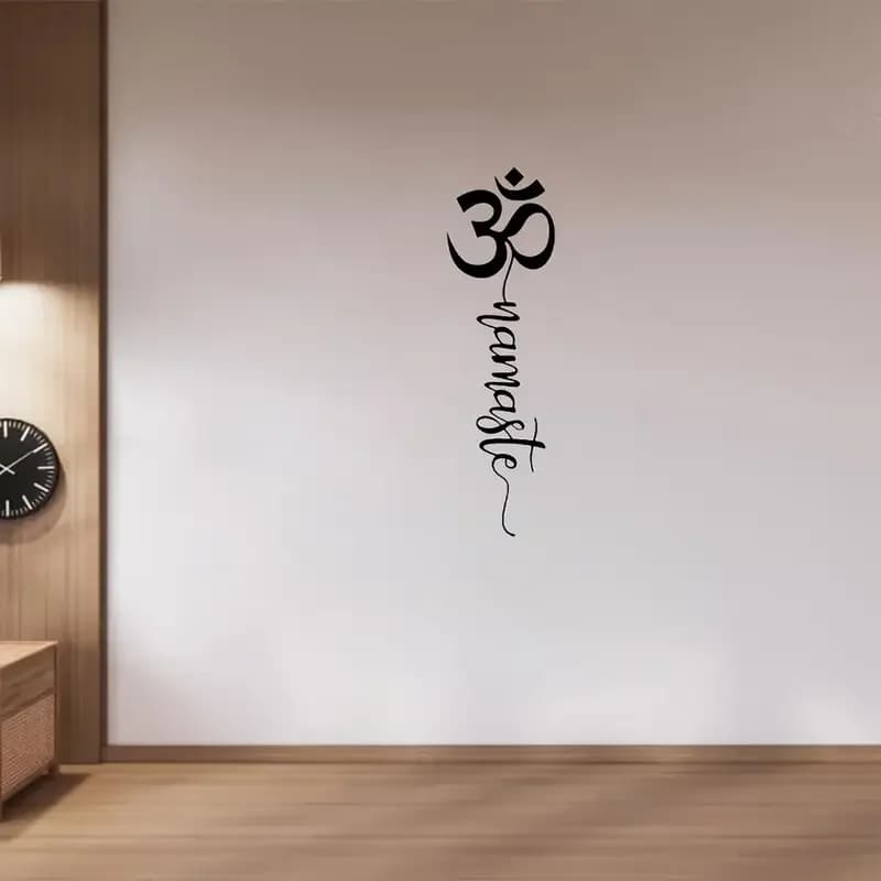 Namaste Classic Wall Decalcomania with Om symbol - Vinyl Graphic Sticker for study yoga and home decorations, self-adhesive, detachable, mat