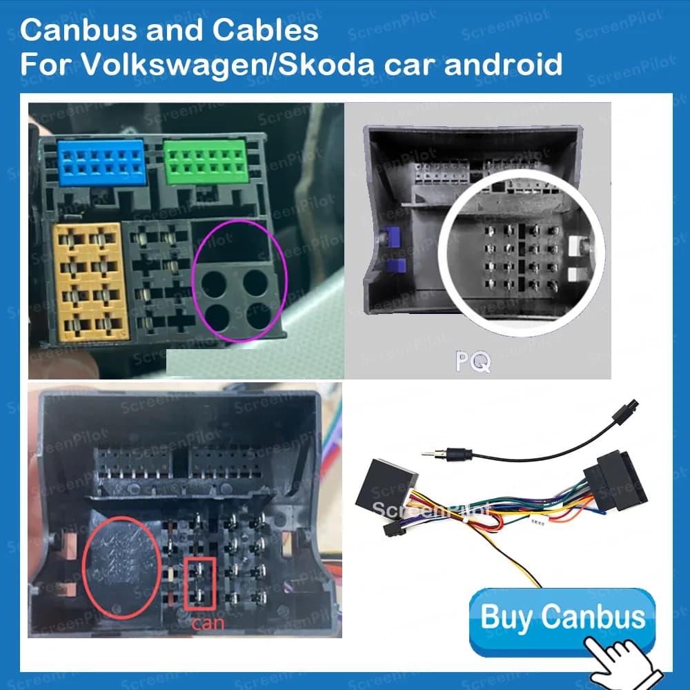 Canbus e cavo per Volkswagen Skoda, adattatore Android per auto, decoder CAN Bus, SWC Plug&Play, accessori per autoradio Android Plug&Play